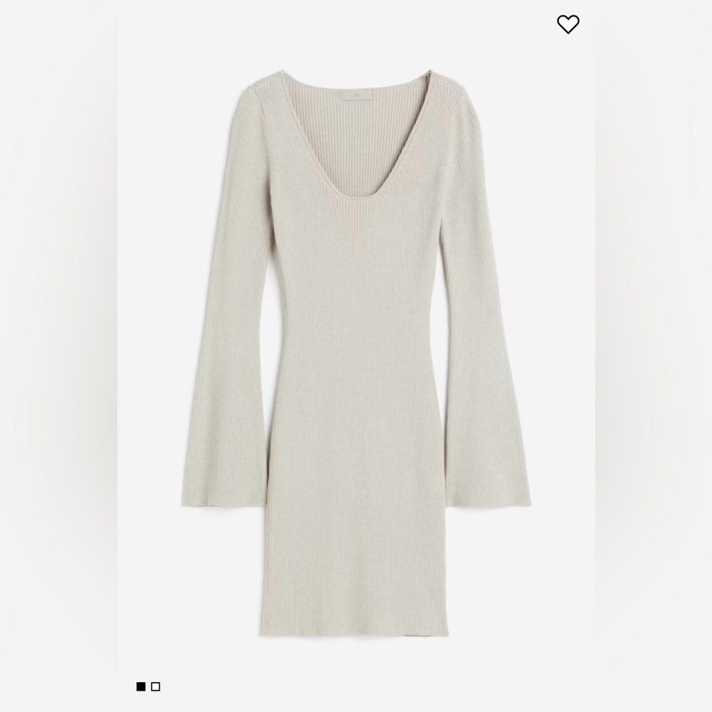 H&M - Cream Long Sleeve Knit Dress
